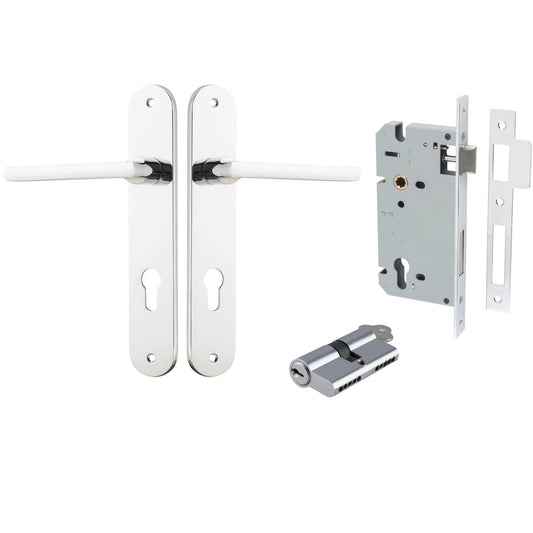Iver Door Handle Baltimore Oval Euro Key/Key Polished Chrome Entrance Kit