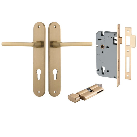 Iver Door Handle Baltimore Oval Euro Key/Thumb Brushed Brass Entrance Kit