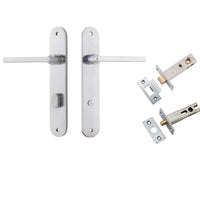 Iver Door Handle Baltimore Oval Privacy Brushed Chrome Inbuilt Privacy Kit
