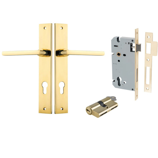 Iver Door Handle Baltimore Rectangular Euro Key/Key Polished Brass Entrance Kit