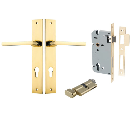 Iver Door Handle Baltimore Rectangular Euro Key/Thumb Polished Brass Entrance Kit