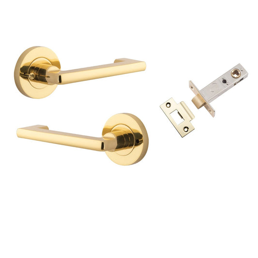 Iver Door Handle Baltimore Return Round Rose Inbuilt Privacy Pair Kit Polished Brass