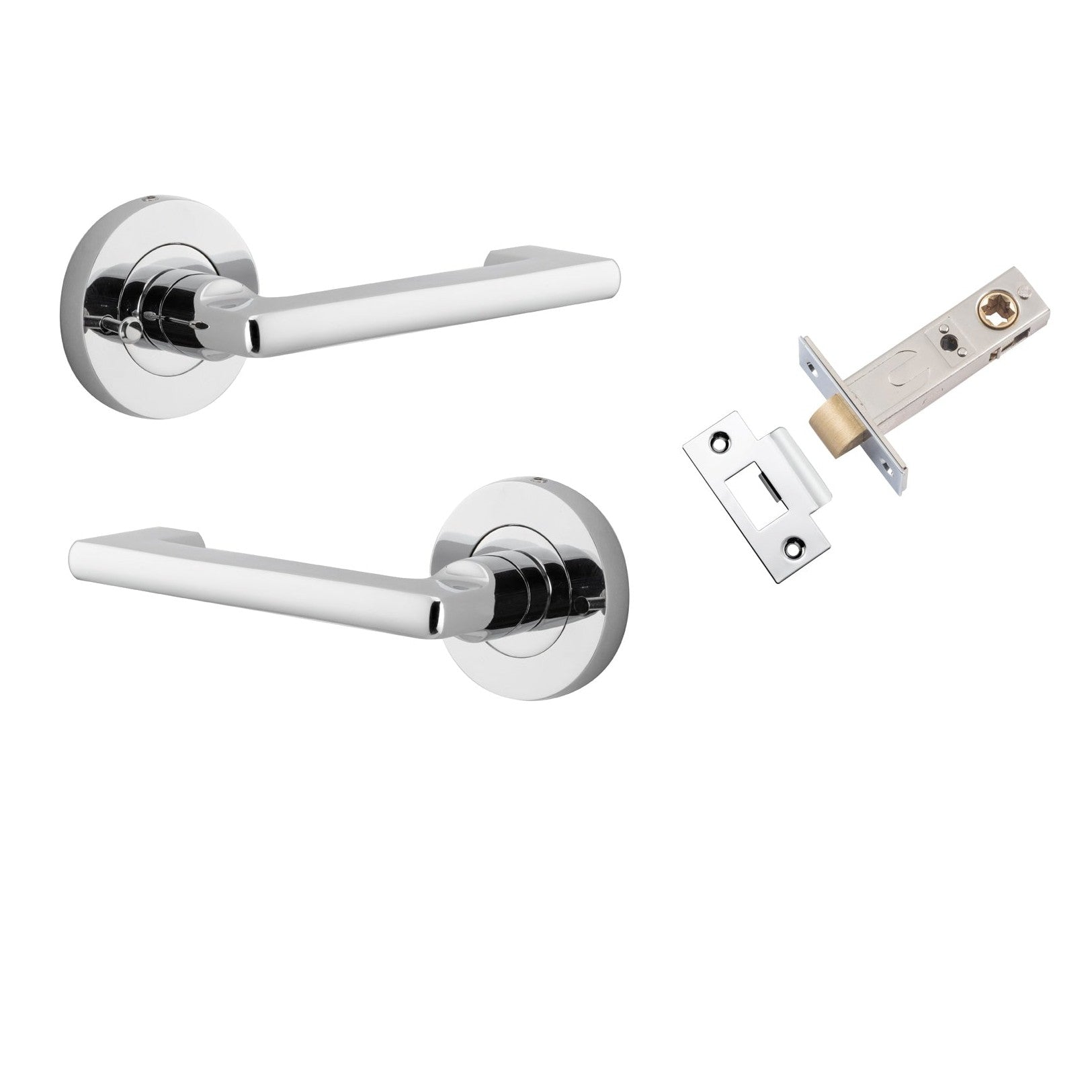 Iver Door Handle Baltimore Return Round Rose Inbuilt Privacy Pair Kit Polished Chrome