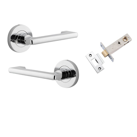 Iver Door Handle Baltimore Return Round Rose Inbuilt Privacy Pair Kit Polished Chrome