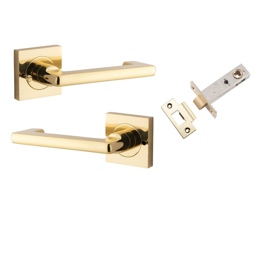 Iver Door Handle Baltimore Return Square Rose Inbuilt Privacy Set Polished Brass