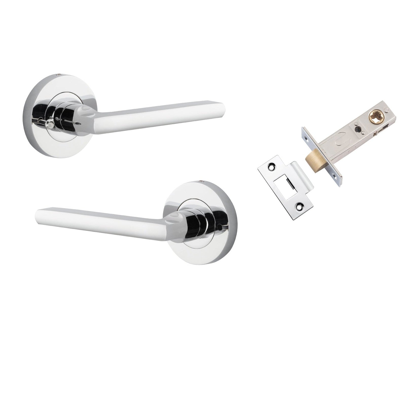 Iver Door Handle Baltimore Round Rose Inbuilt Privacy Pair Kit Polished Chrome