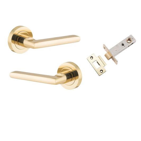 Iver Door Handle Baltimore Round Rose Pair Polished Brass Passage Kit
