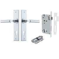Iver Door Handle Berlin Chamfered Key/Key Polished Chrome Entrance Kit