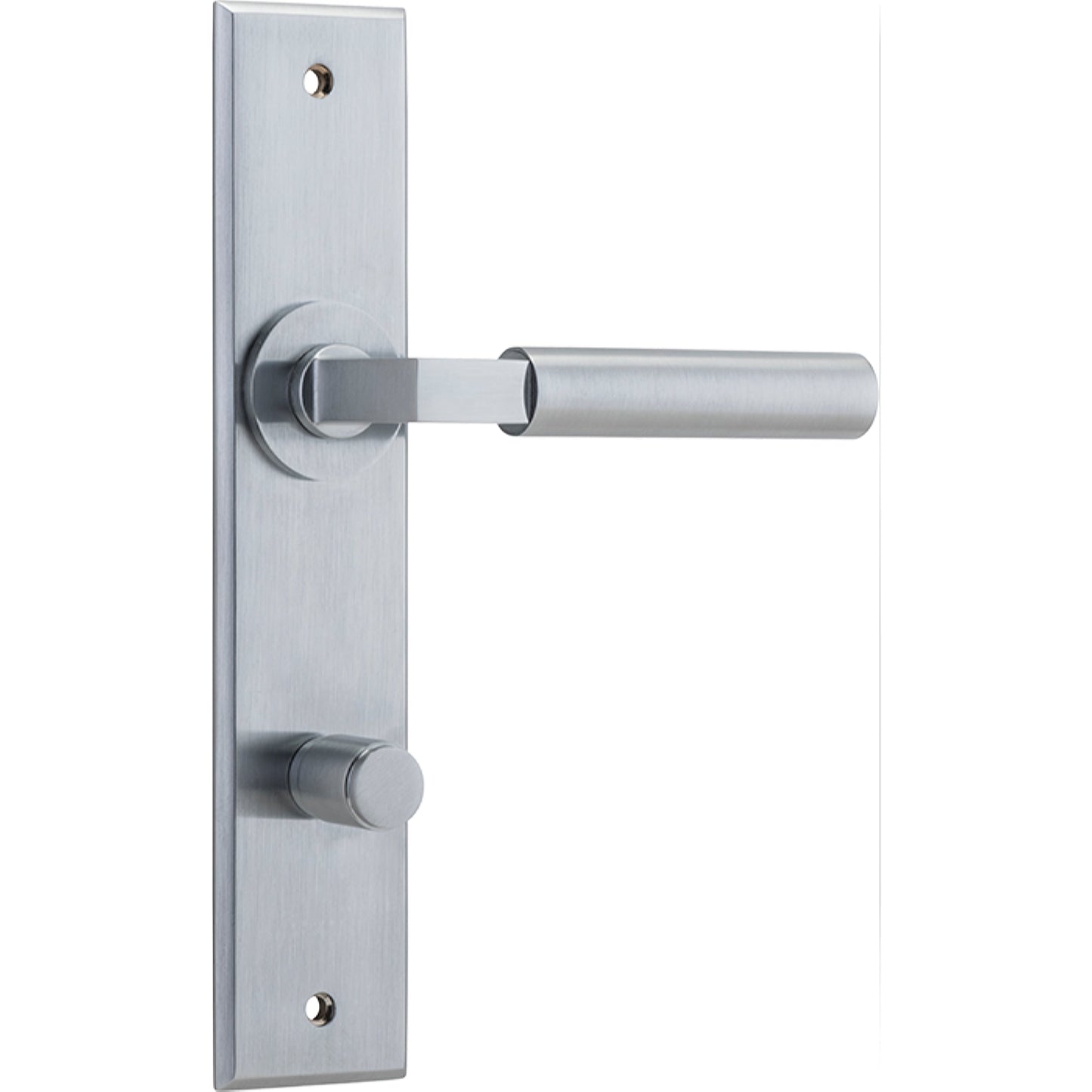 Iver Door Handle Berlin Chamfered Privacy Brushed Chrome