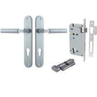 Iver Door Handle Berlin Oval Euro Pair Key/Thumb Brushed Chrome Entrance Kit