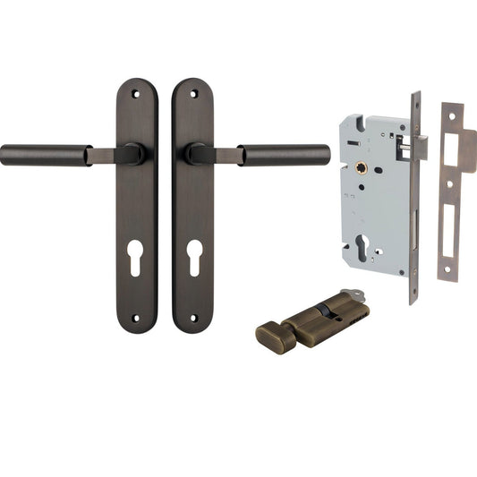 Iver Door Handle Berlin Oval Euro Pair Key/Thumb Signature Brass Entrance Kit