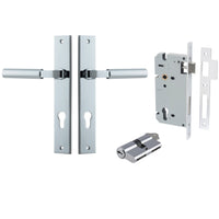 Iver Door Handle Berlin Rectangular Euro Pair Key/Key Polished Chrome Entrance Kit