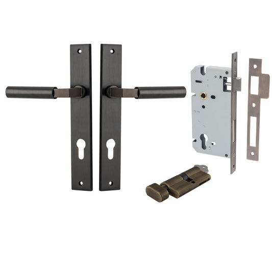 Iver Door Handle Berlin Rectangular Euro Pair Key/Thumb Signature Brass Entrance Kit