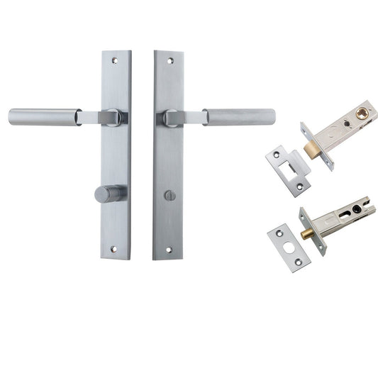 Iver Door Handle Berlin Rectangular Privacy Brushed Chrome Privacy Kit