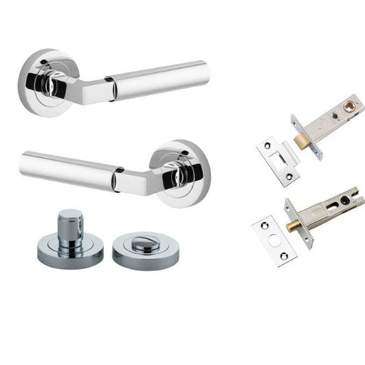 Iver Door Handle Berlin Rose Round Polished Chrome Privacy Kit