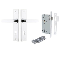 Iver Door Handle Bronte Chamfered Key/Thumb Polished Chrome Entrance Kit
