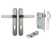 Iver Door Handle Bronte Oval Euro Pair Key/Thumb Satin Nickel Entrance Kit