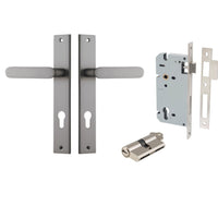 Iver Door Handle Bronte Rectangular Euro Pair Key/Key Satin Nickel Entrance Kit