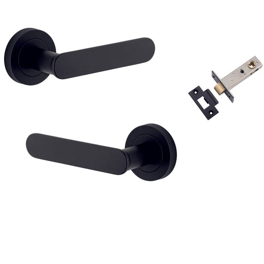 Iver Door Handle Bronte Rose Round Matt Black Passage Kit