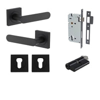Iver Door Handle Bronte Rose Square Pair Key/Key Matt Black Entrance Kit