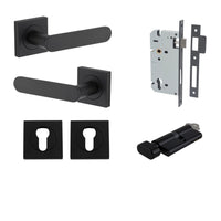 Iver Door Handle Bronte Rose Square Pair Key/Thumb Matt Black Entrance Kit