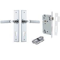 Iver Door Handle Brunswick Chamfered Key/Key Polished Chrome Entrance Kit