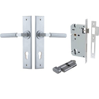 Iver Door Handle Brunswick Chamfered Key/Thumb Brushed Chrome Entrance Kit