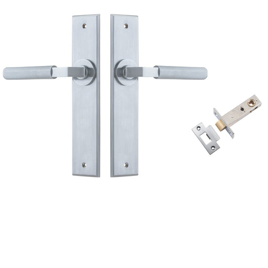Iver Door Handle Brunswick Knurled Chamfered Brushed Chrome Passage Kit