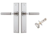 Iver Door Handle Brunswick Knurled Chamfered Satin Nickel Passage Kit
