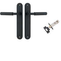 Iver Door Handle Brunswick Knurled Oval Matt Black Passage Kit