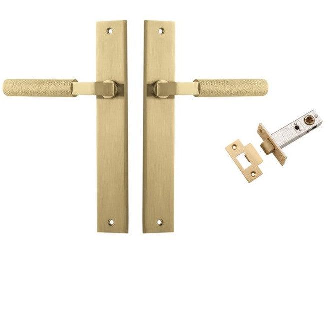 Iver Door Handle Brunswick Knurled Rectangular Brushed Gold PVD Passage Kit