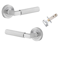 Iver Door Handle Brunswick Knurled Rose Round Brushed Chrome Passage Kit