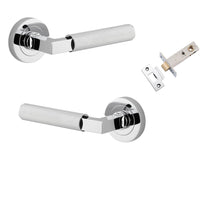 Iver Door Handle Brunswick Knurled Rose Round Polished Chrome Passage Kit