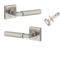 Iver Door Handle Brunswick Knurled Rose Square Satin Nickel Passage Kit