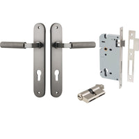 Iver Door Handle Brunswick Oval Euro Pair Key/Key Satin Nickel Entrance Kit