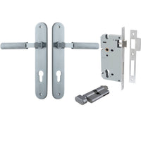 Iver Door Handle Brunswick Oval Euro Pair Key/Thumb Brushed Chrome Entrance Kit