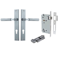 Iver Door Handle Brunswick Rectangular Euro Pair Key/Thumb Brushed Chrome Entrance Kit