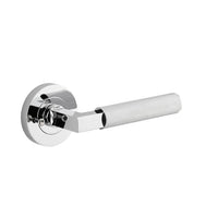 Iver Door Handle Brunswick Rose Round Polished Chrome Inbuilt Privacy Kit