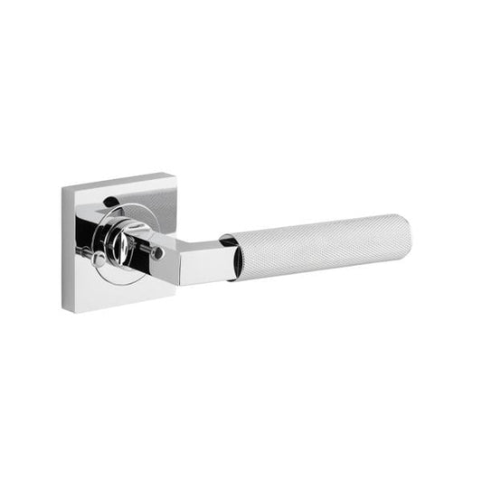 Iver Door Handle Brunswick Rose Square Polished Chrome Inbuilt Privacy Kit