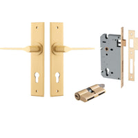 Iver Door Handle Como Chamfered Key/Thumb Brushed Brass Entrance Kit