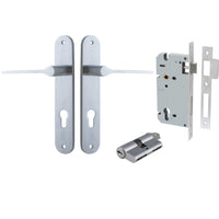 Iver Door Handle Como Oval Euro Pair Key/Key Brushed Chrome Entrance Kit