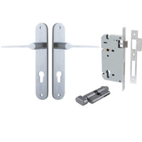 Iver Door Handle Como Oval Euro Pair Key/Thumb Brushed Chrome Entrance Kit