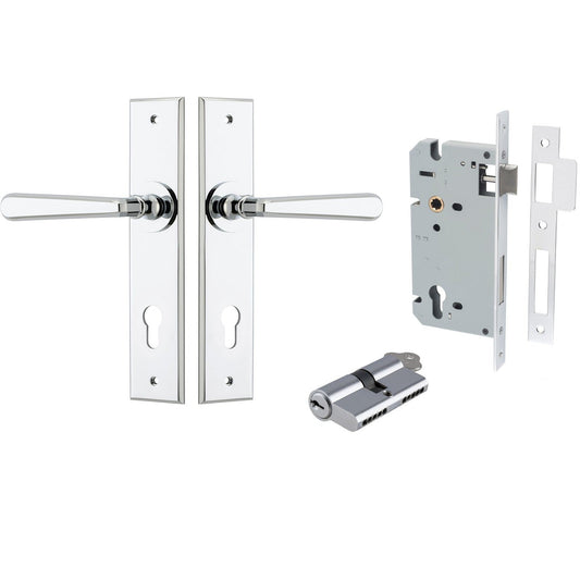Iver Door Handle Copenhagen Chamfered Key/Key Polished Chrome Entrance Kit