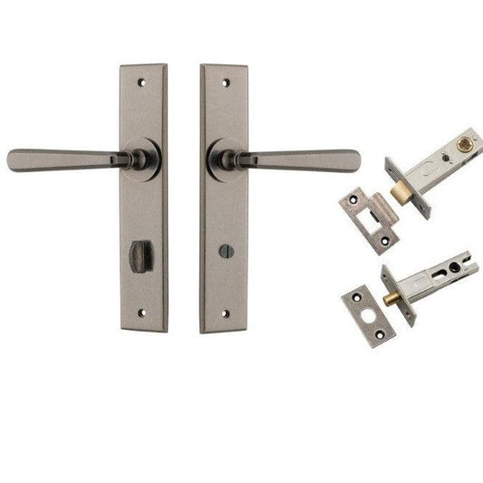 Iver Door Handle Copenhagen Chamfered Privacy Distressed Nickel Privacy Kit