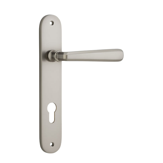 Iver Door Handle Copenhagen Oval Euro Pair Satin Nickel
