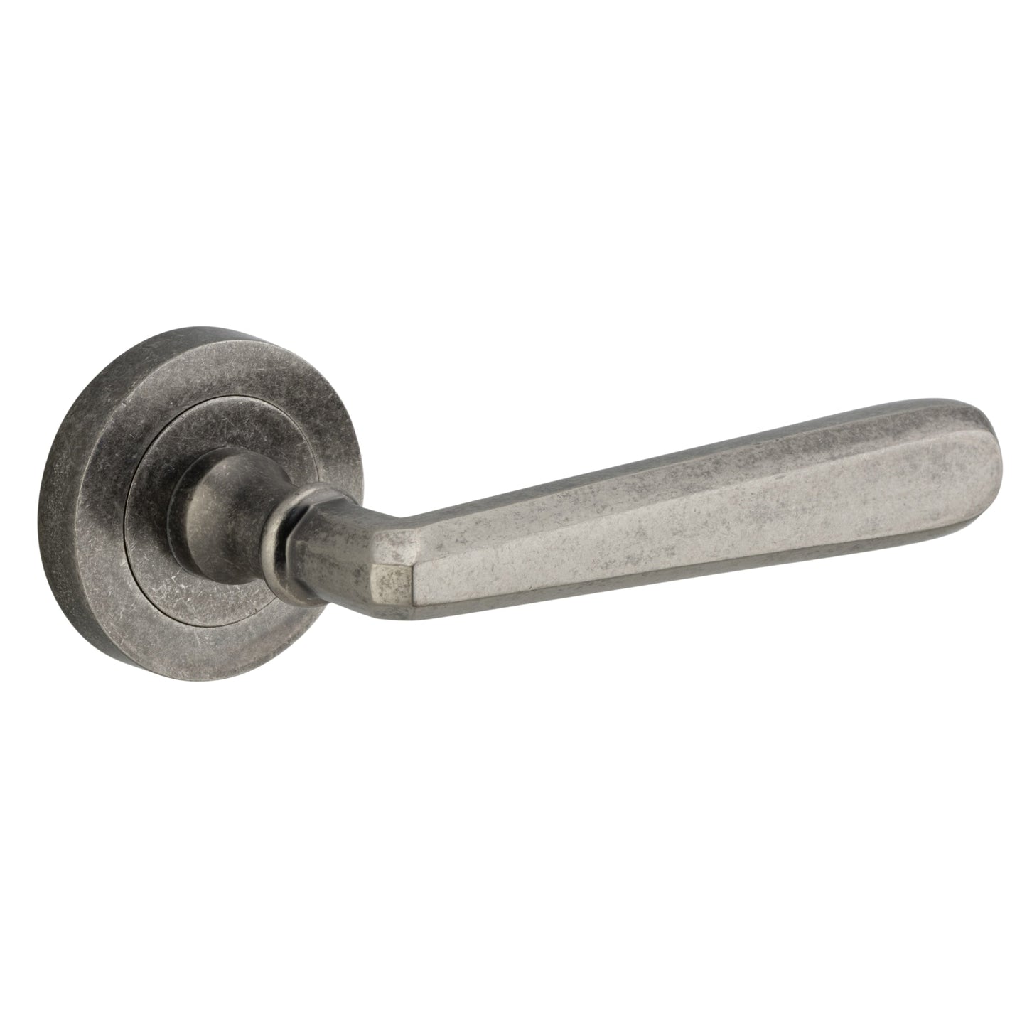 Iver Door Handle Copenhagen Round Rose Pair Distressed Nickel