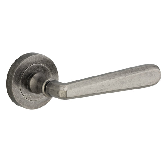 Iver Door Handle Copenhagen Round Rose Pair Distressed Nickel