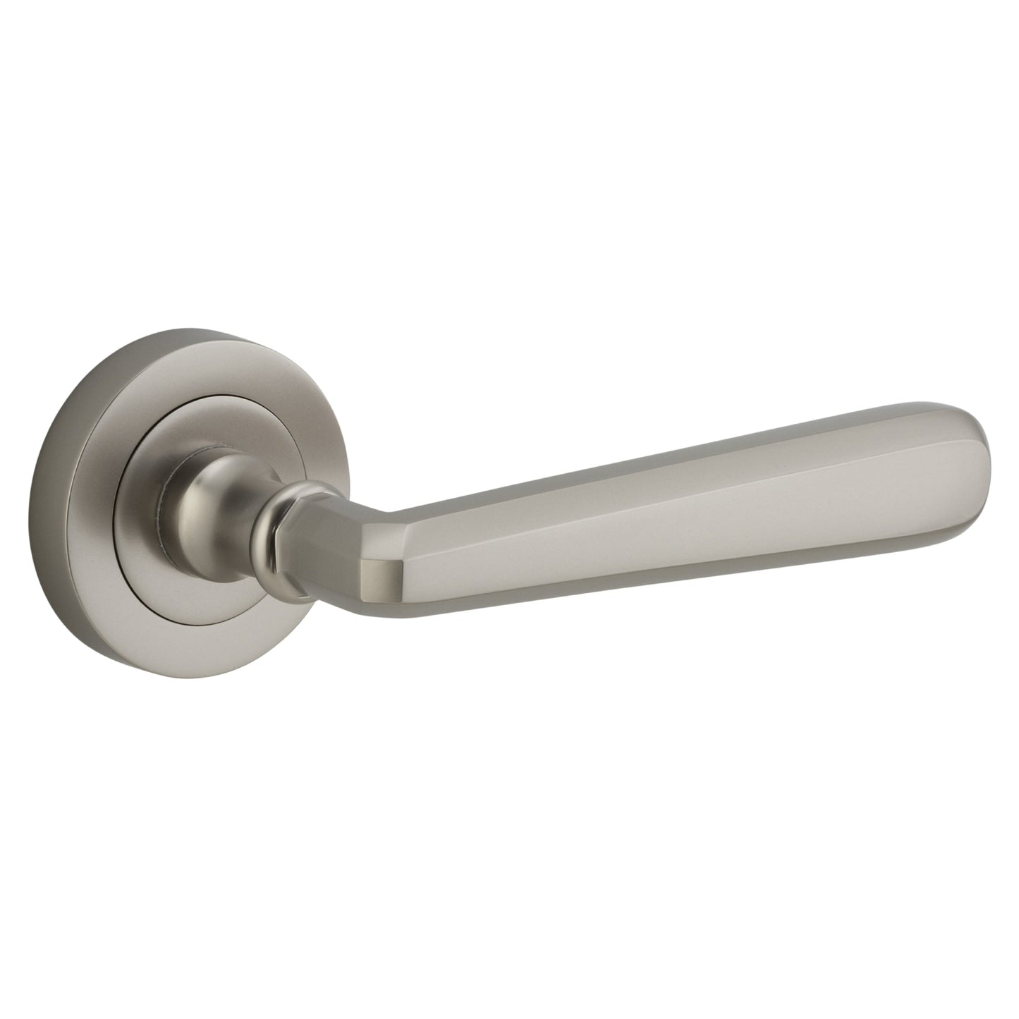 Iver Door Handle Copenhagen Round Rose Pair Satin Nickel