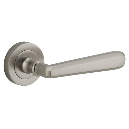 Iver Door Handle Copenhagen Round Rose Pair Satin Nickel