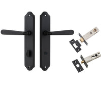 Iver Door Handle Copenhagen Shouldered Privacy Pair Matt Black Inbuilt Privacy Kit